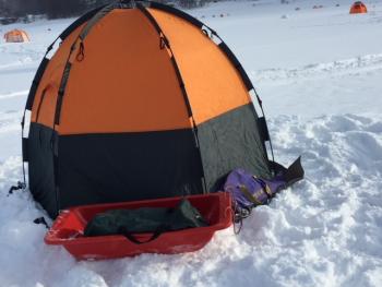 お休みは息子と岩洞湖・・・ワカサギ
